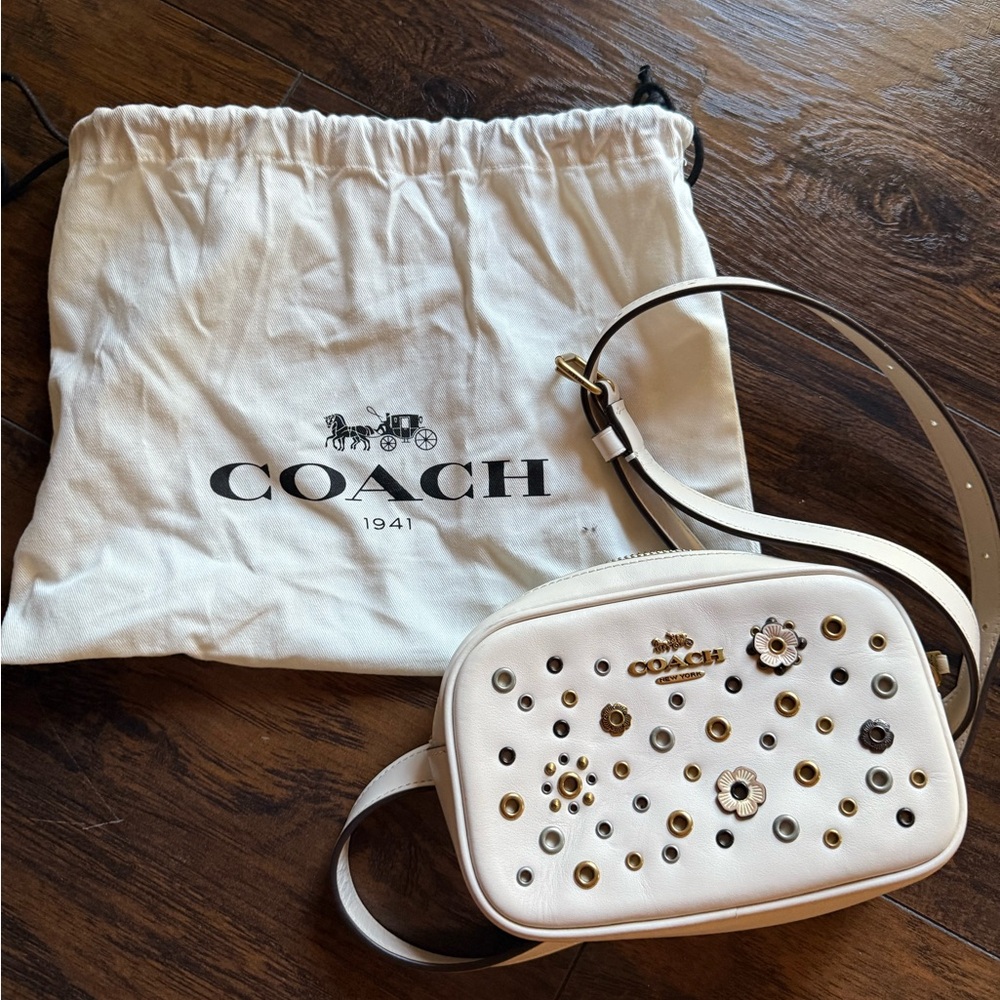 Coach Cream Crossbody Bag with Floral Details
